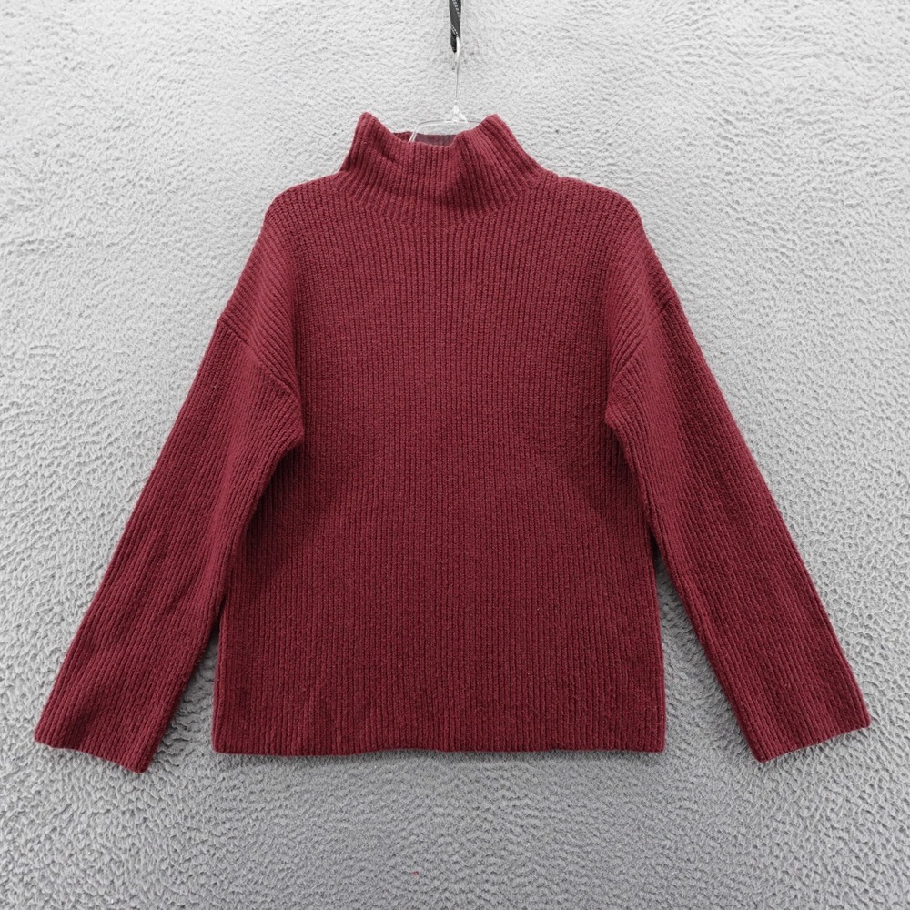 Treasure & Bond Womens Mock Neck Shaker Sweater‎ Burgundy XXS Relaxed NEW